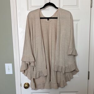 Ann Taylor Cream Ruffle Trim Poncho